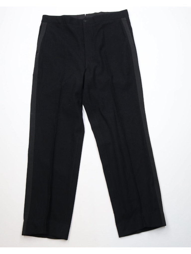 Vtg 30s 40s Mens 38x33 Button Fly Heavyweight Wool Tuxedo Pants Wide Leg Black